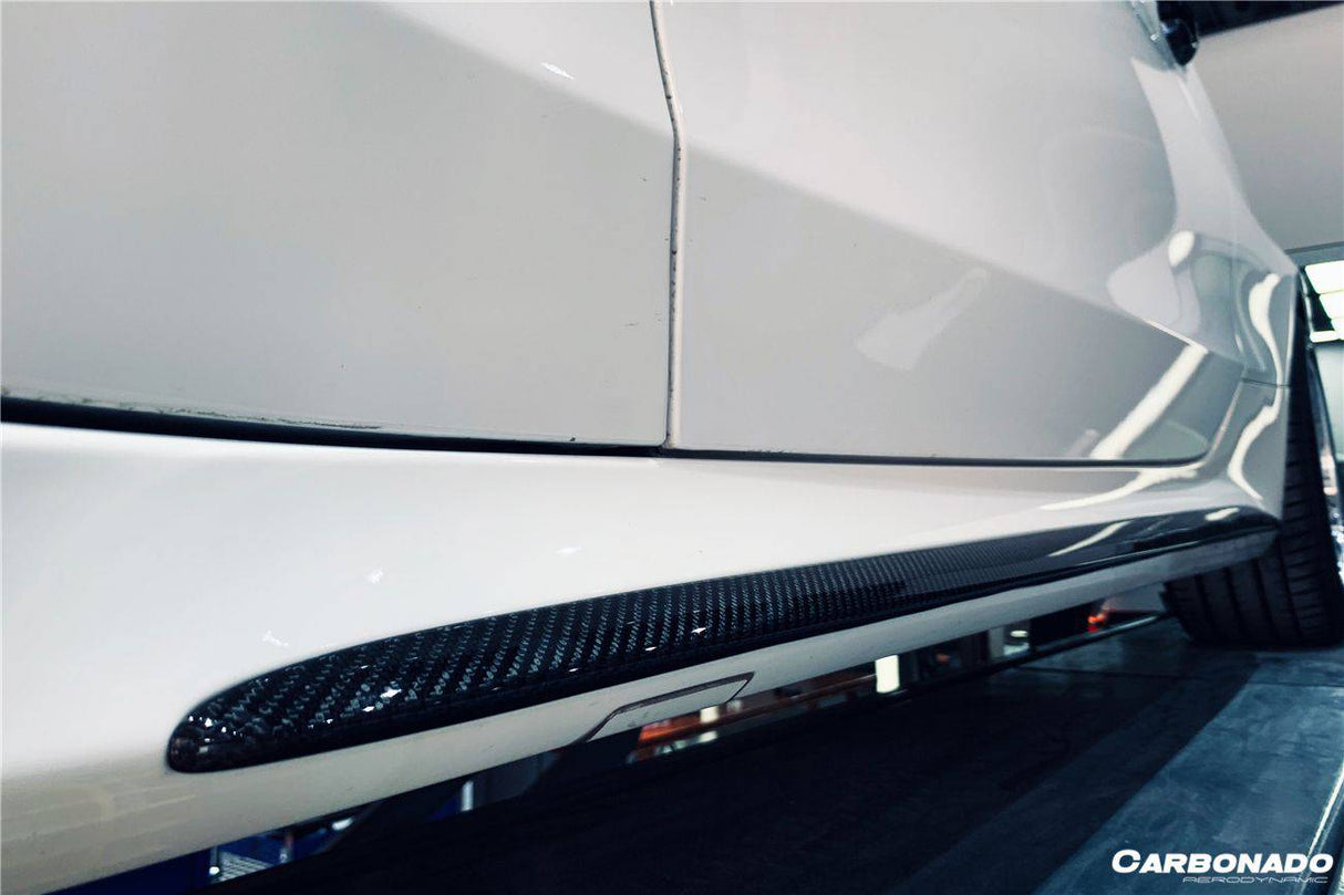 2015-2021 Mercedes Benz W205 C63 S AMG Coupe Carbon Fiber Side Skirts Extension Add On Lip