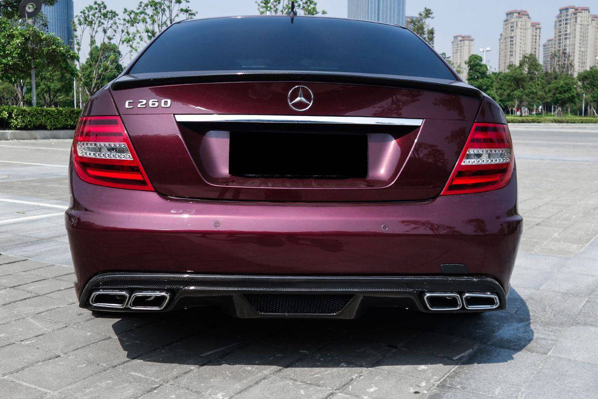 2008-2014 Mercedes Benz C Class W204 P Style Rear Bumper With exhaust Tips