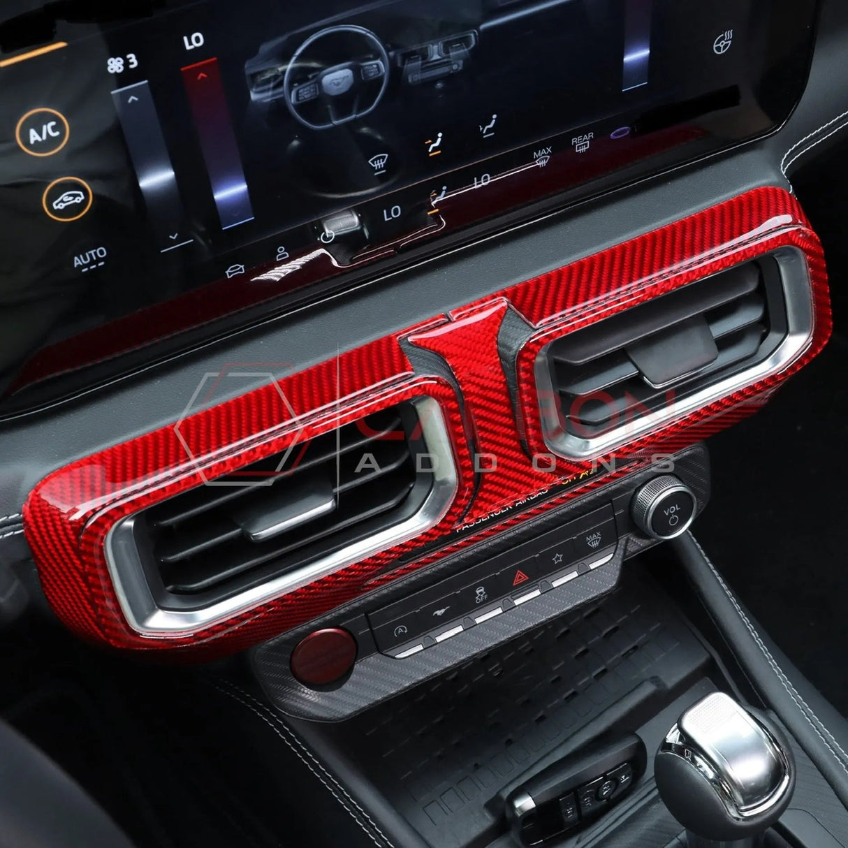 2024+ S650 Mustang Real Carbon Fiber Dash Center AC Vents Trim Overlays