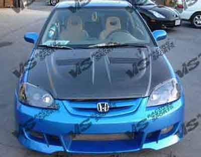 2001-2003 Honda Civic 4 doors 2 doors XTREME GT Style Carbon Fiber Black Hood