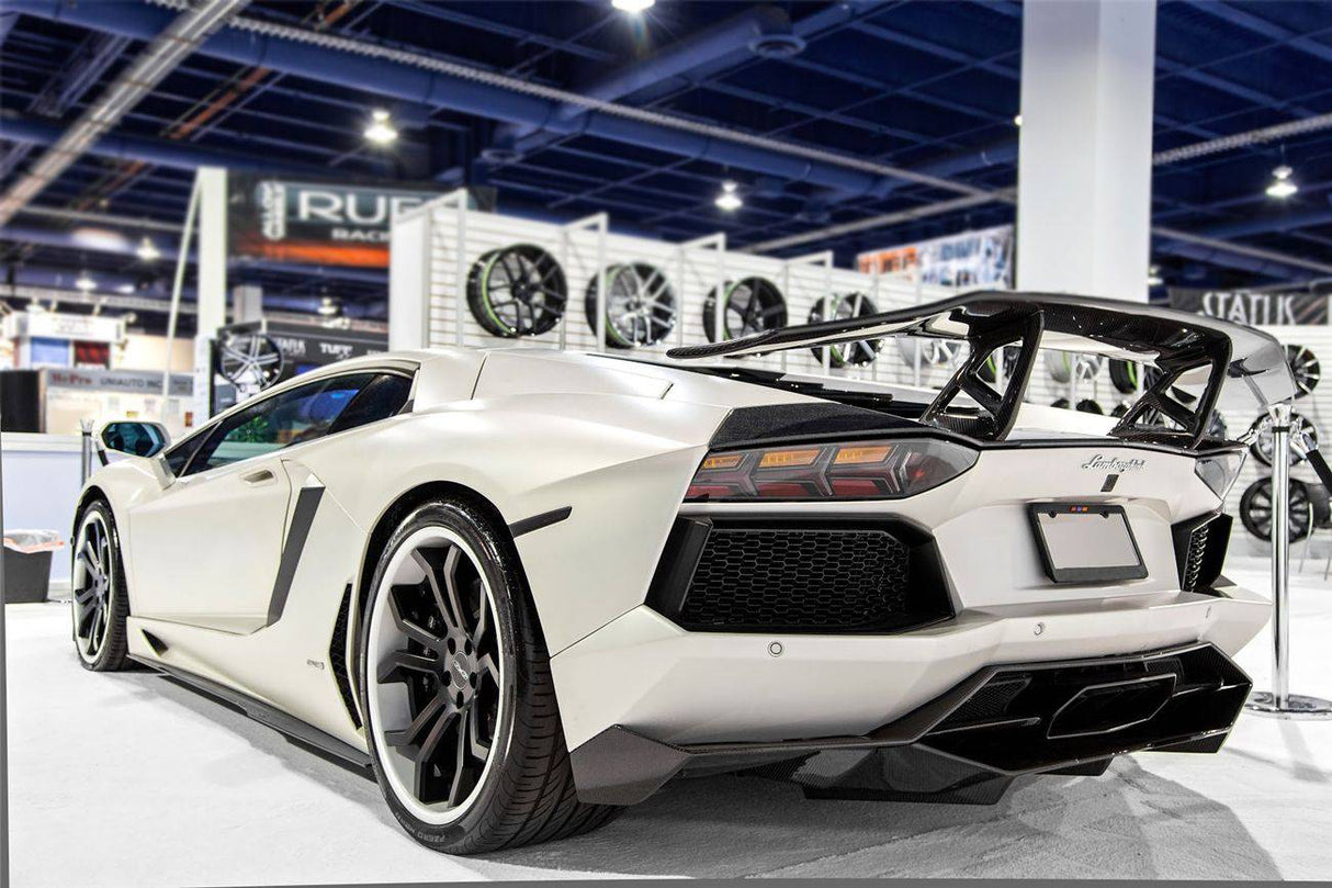2011-2016 Lamborghini Aventador Style Carbon Fiber Rear Diffuser Lip Carbonado (DM) Fits: LP700 Coupe and Roadster