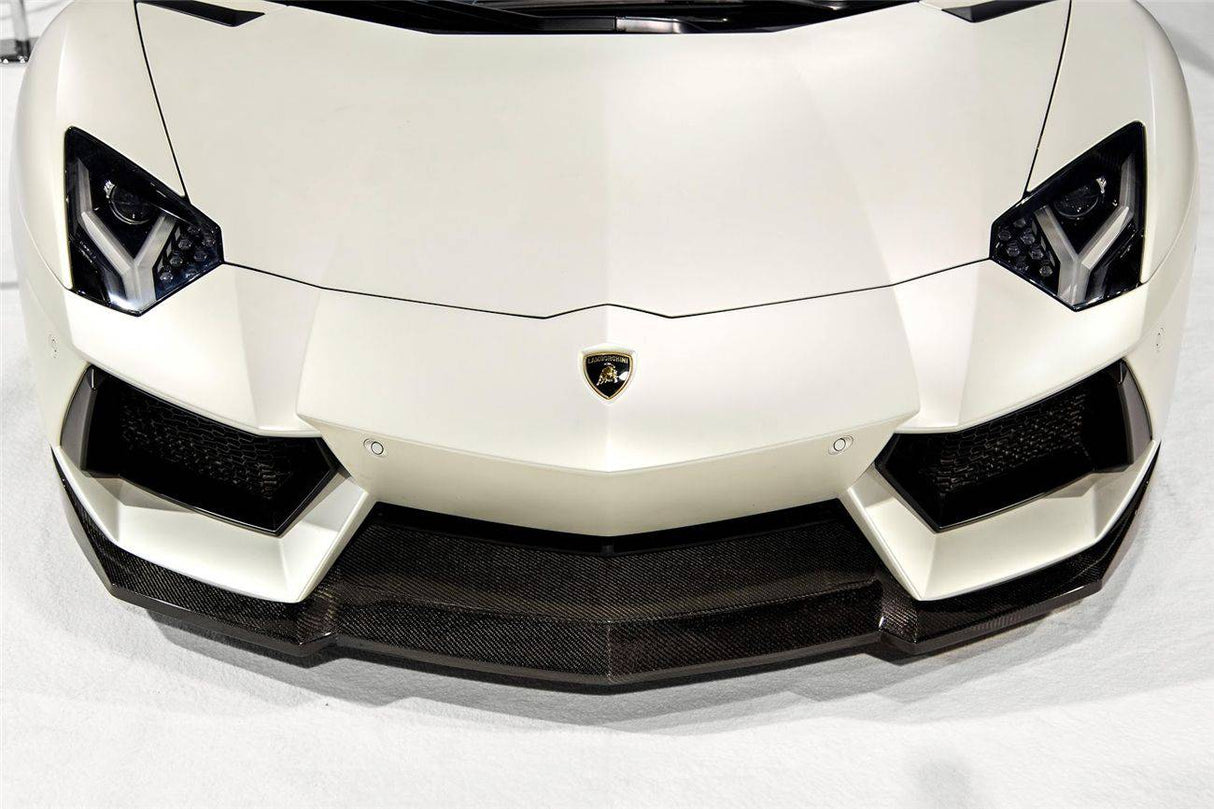 2011-2016 Lamborghini Aventador Style Carbon Fiber Front Lip Carbonado (DM) Fits: LP700 Coupe and Roadster