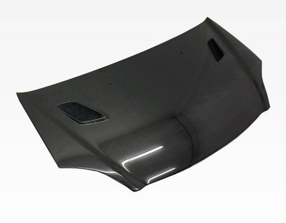 2002-2005 Honda Civic Hatchback TECHNO R Style Carbon Fiber Black Hood