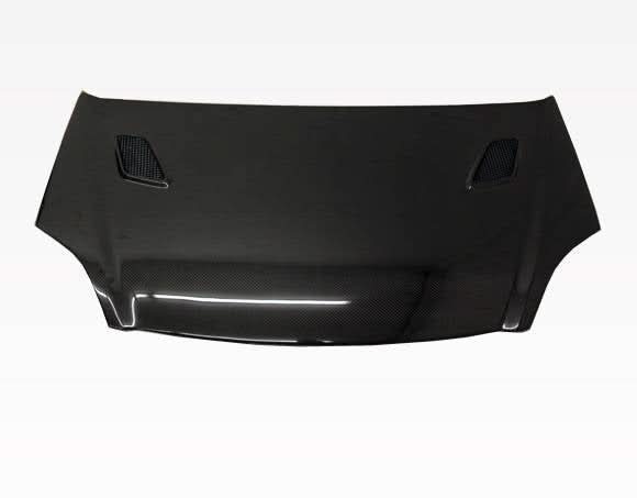 2002-2005 Honda Civic Hatchback TECHNO R Style Carbon Fiber Black Hood