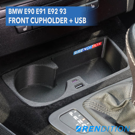 BMW E9X FRONT CUPHOLDER + USB (E90 E91 E92 E93) - K2 Industries