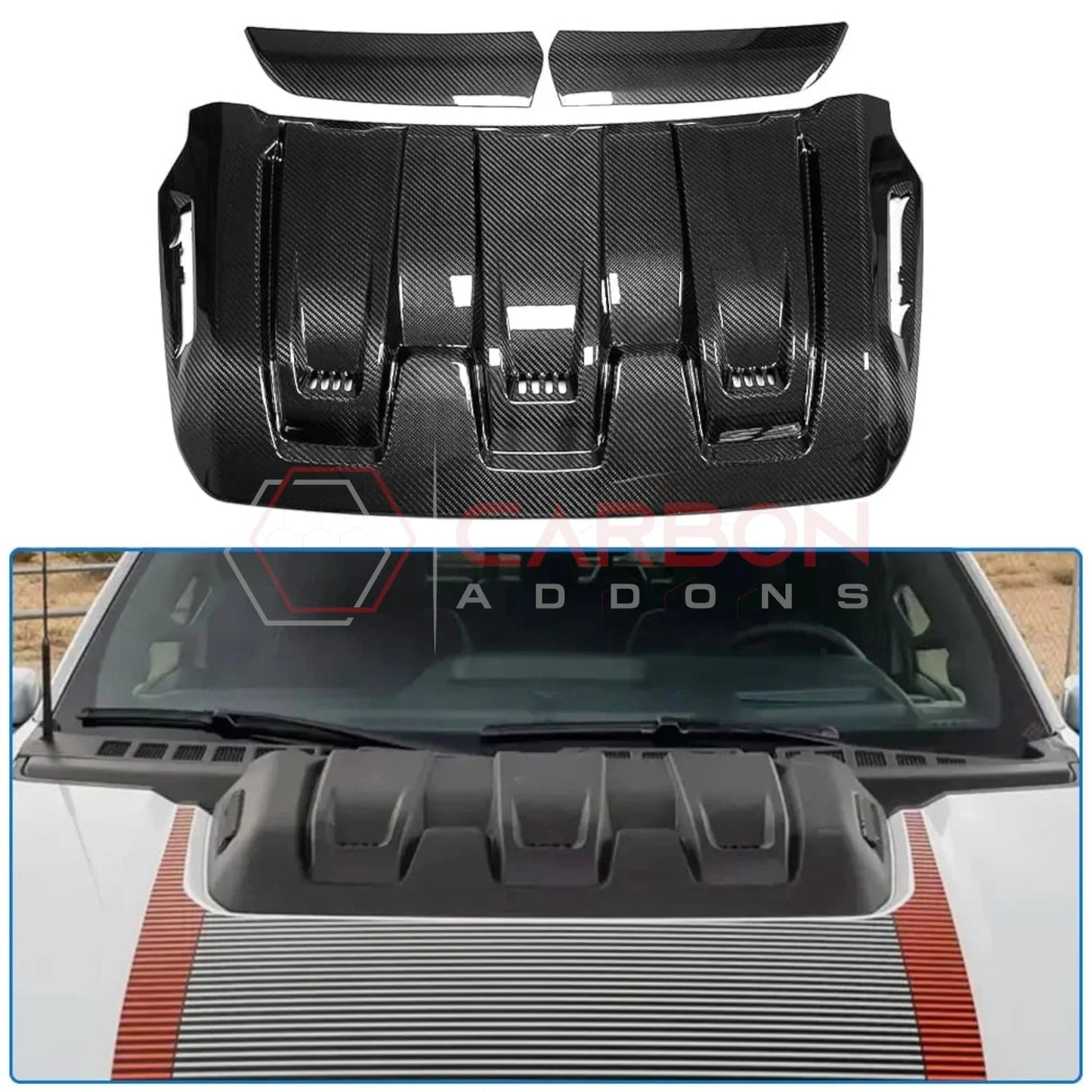 2023-Up Ford F-150 Raptor R Carbon Fiber Hood Vent Cover | V8