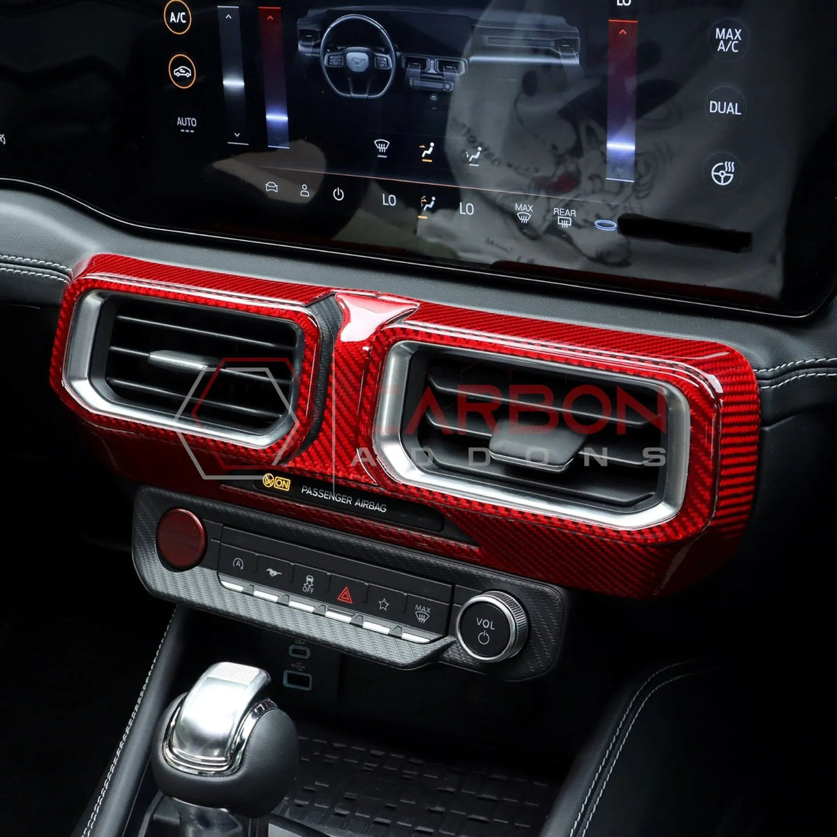 2024+ S650 Mustang Real Carbon Fiber Dash Center AC Vents Trim Overlays