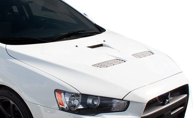 2008-2017 Mitsubishi Lancer Evo X Look Hood - 1 Piece - FRP
