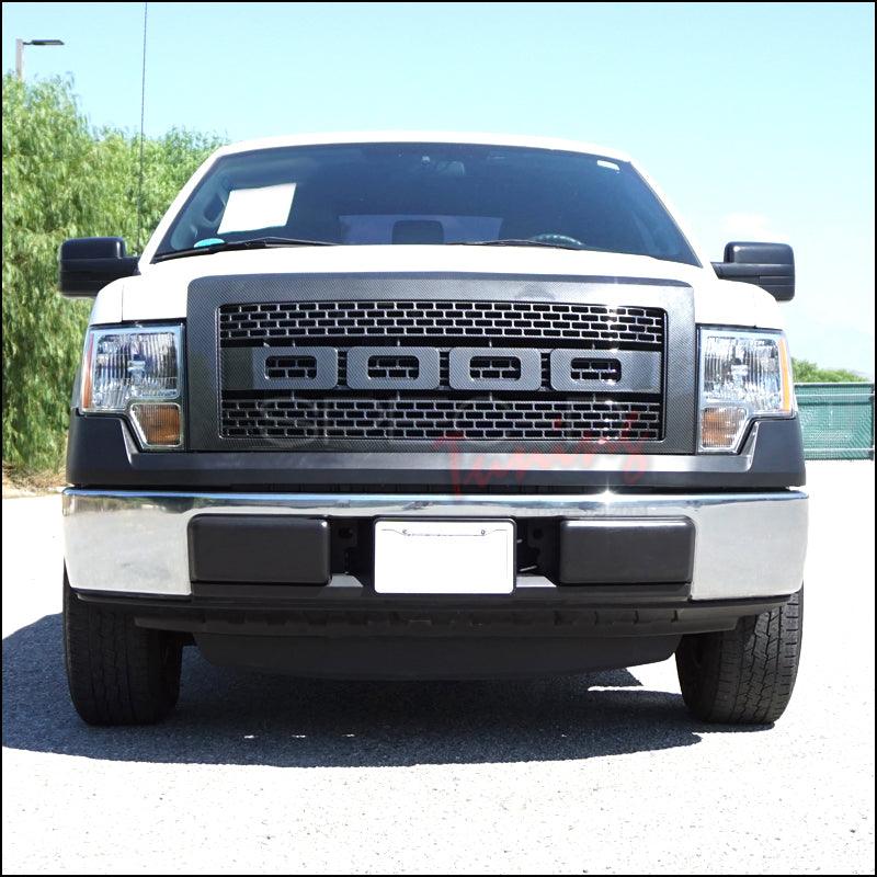 Spec-D Grill Ford F150 (2009-2014) Raptor Style - Black / Carbon Fiber / Chrome