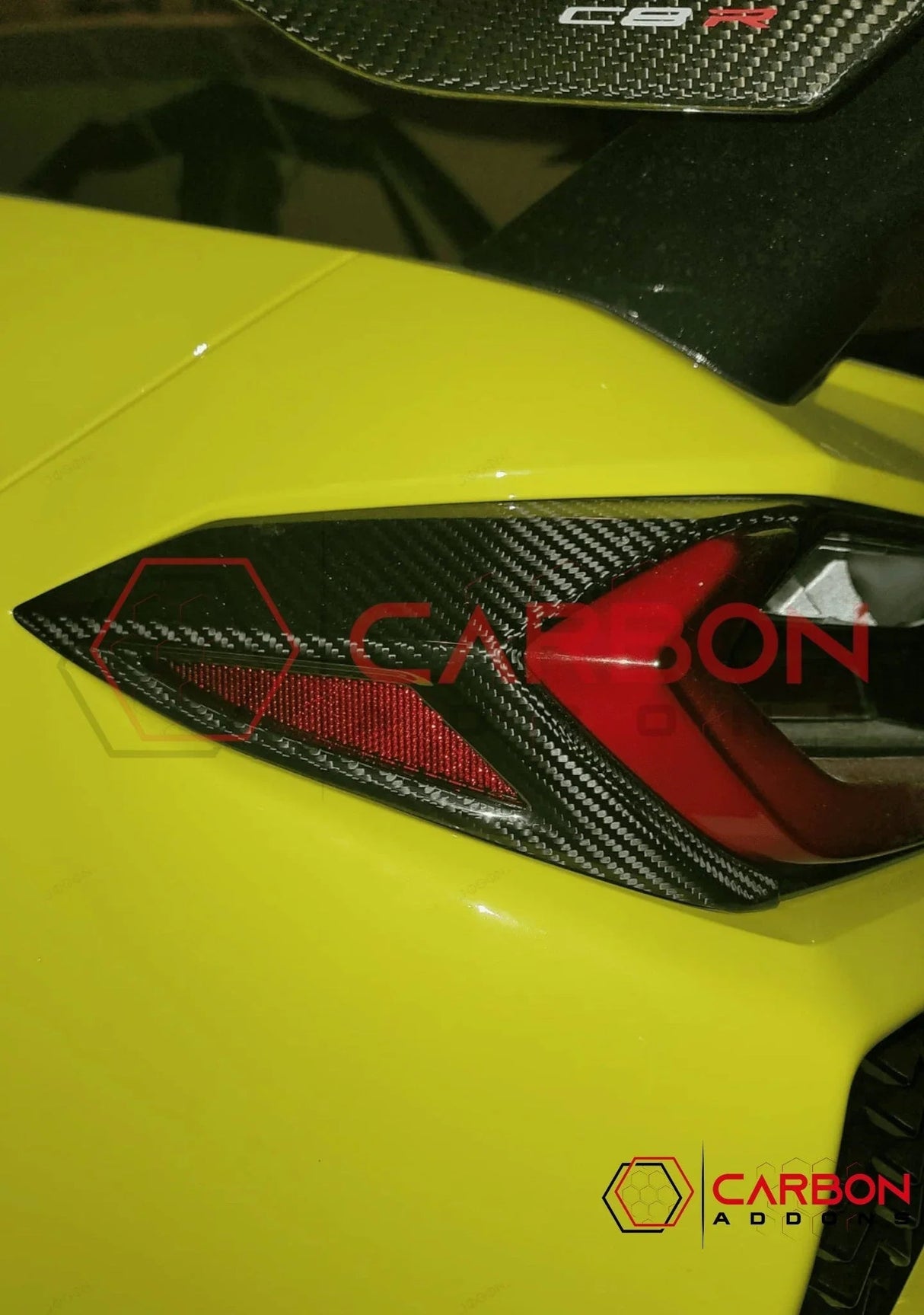 C8 Corvette Rear Taillight Side Lamp Frame Cover – Real Dry Carbon Fiber (2020–2025 Stingray, Z51, Z06, HTC & Coupe)