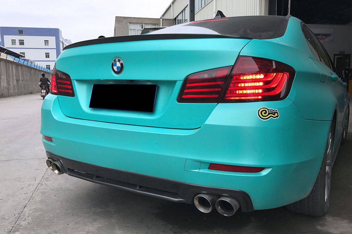 2011-2016 BMW F10 F18 5 Series HM Style Carbon Fiber Rear Lip (Can Not Fit MT Rear bumper)