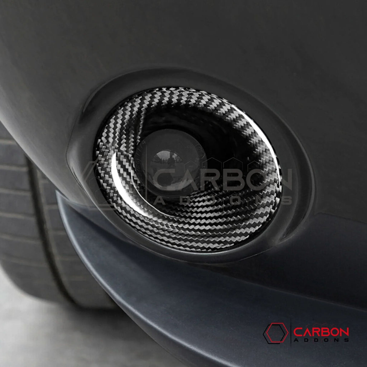 2015-2023 Dodge Challenger Fog Light Trim Real Carbon Fiber Covers