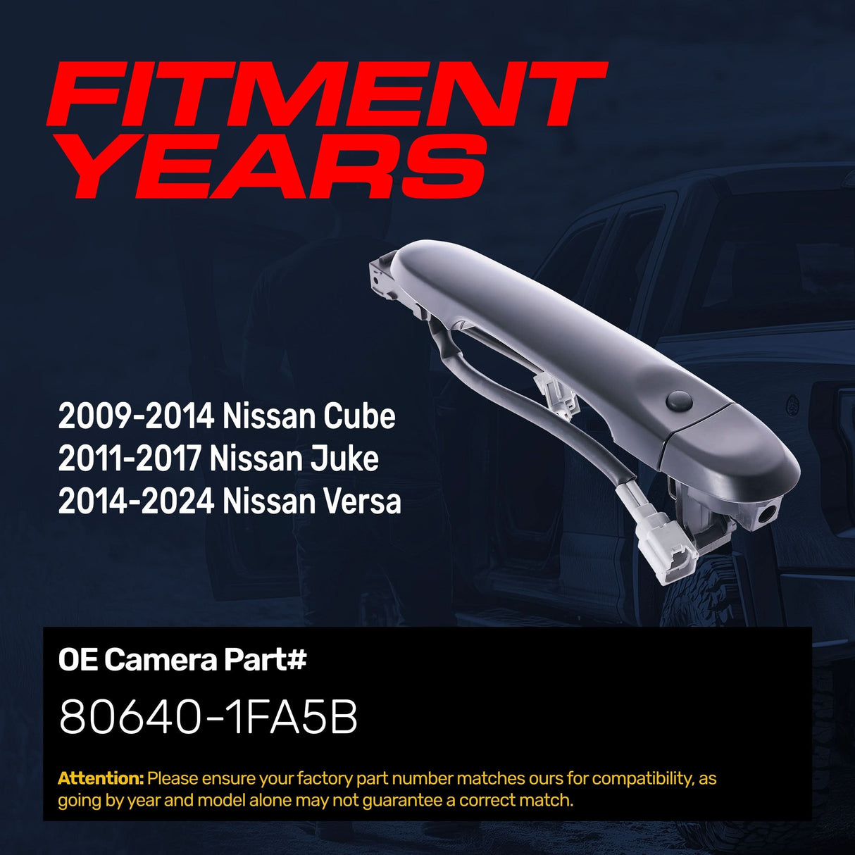 Exterior Door Handle Black Primed Replacement for Nissan Cube (09-14), Juke (11-17), Versa (14-24) OE Part # 80640-1FA5B | Front Right Passenger Side w/o Keyhole Cover