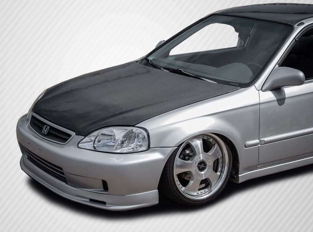 1999-2000 Honda Civic Dritech OEM Look Hood - Carbon Fiber