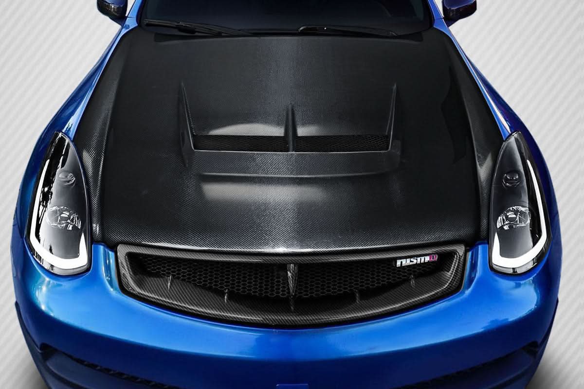 2003-2007 Infiniti G35 Type J Style Hood - Carbon Fiber