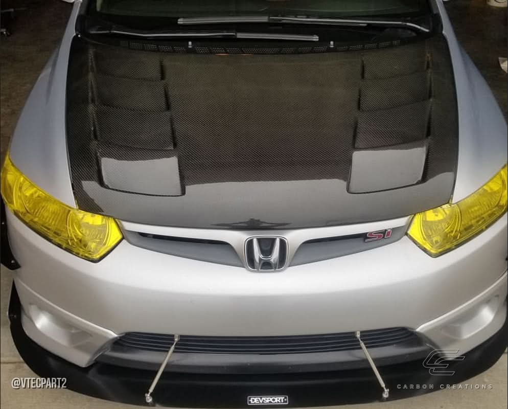 2006-2011 Honda Civic 2DR Circuit Style Hood - Carbon Fiber