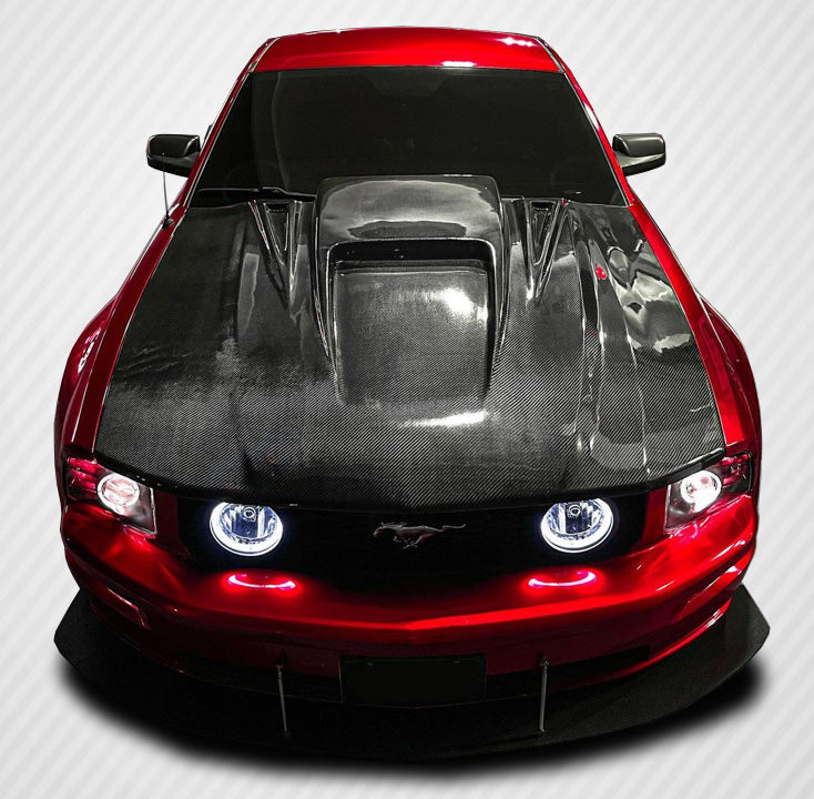 2005-2009 Ford Mustang Spyder3 Style Hood - Carbon Fiber