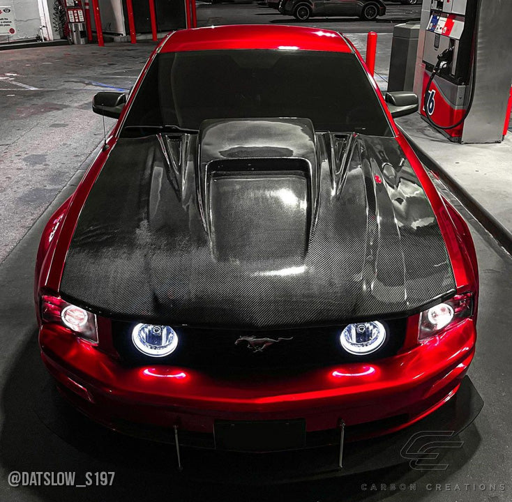 2005-2009 Ford Mustang Spyder3 Style Hood - Carbon Fiber