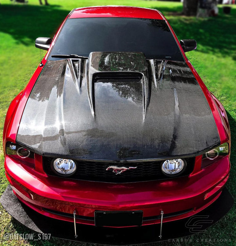 2005-2009 Ford Mustang Spyder3 Style Hood - Carbon Fiber