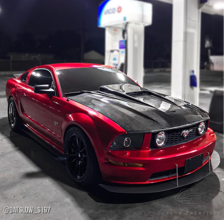 2005-2009 Ford Mustang Spyder3 Style Hood - Carbon Fiber