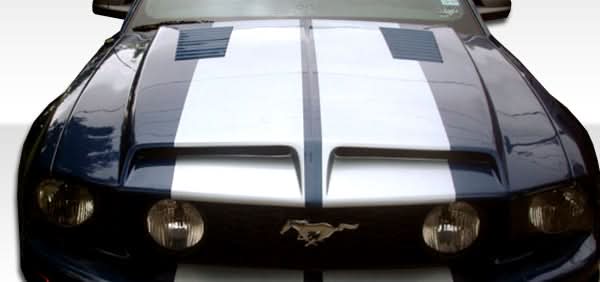 2005-2009 Ford Mustang GT500 Style Hood - 1 Piece - FRP
