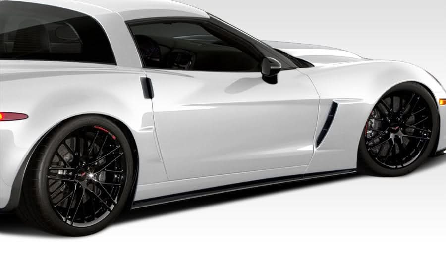 2005-2013 Chevrolet Corvette C6 GT500 Style Side Skirt Splitters - FRP
