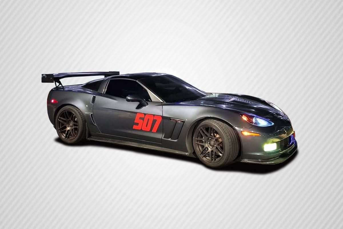 2005-2013 Chevrolet Corvette GT500 Style Side Skirt Splitters - Carbon Fiber