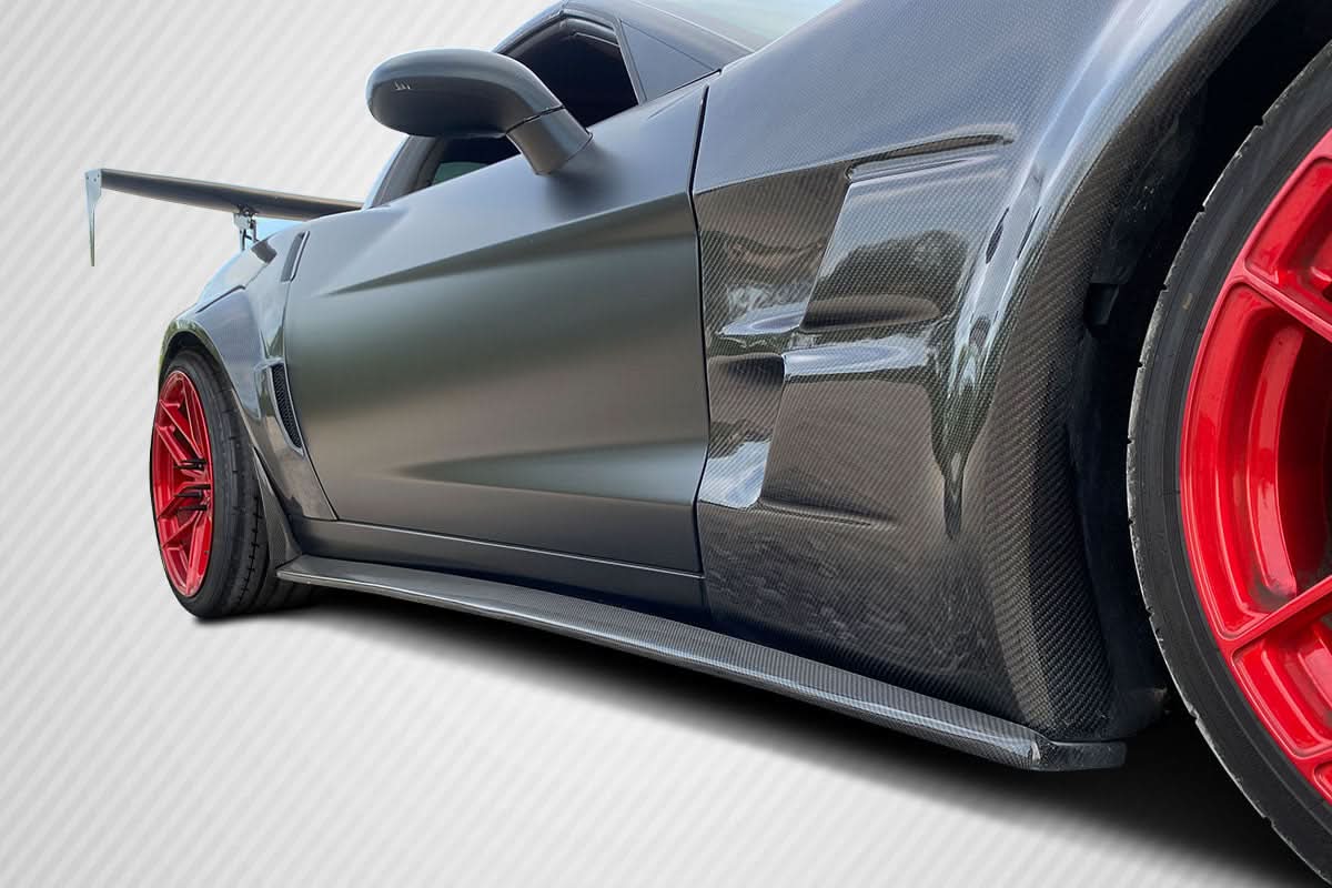 2005-2013 Chevrolet Corvette GT500 Style Side Skirt Splitters - Carbon Fiber