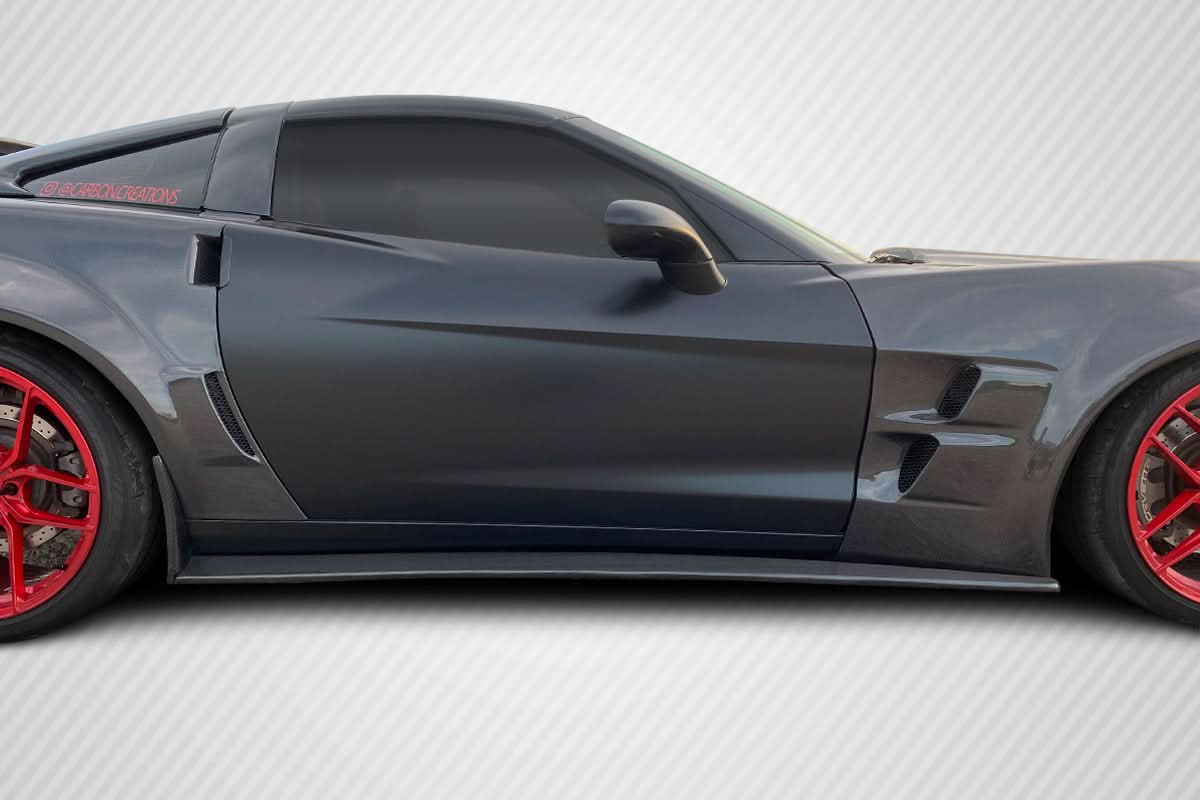 2005-2013 Chevrolet Corvette GT500 Style Side Skirt Splitters - Carbon Fiber