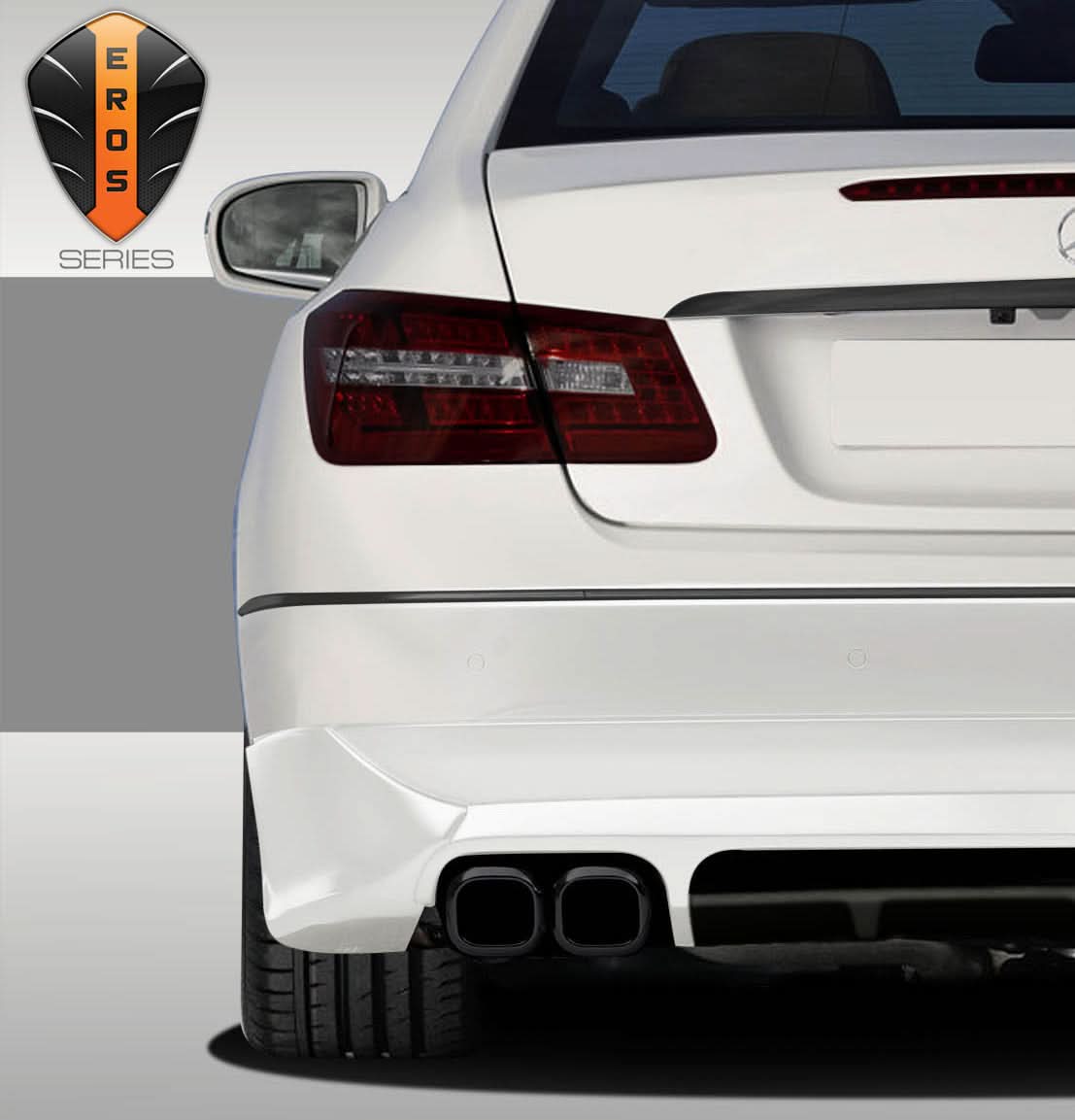 2010-2013 Mercedes E Class Eros Version 1 Style Rear Bumper Spat Extensions - FRP