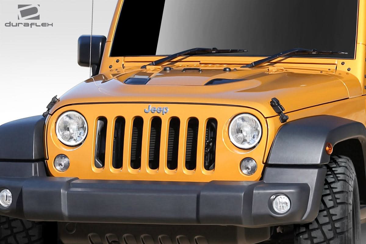 2007-2018 Jeep Wrangler Power Dome Style Hood - 1 Piece - FRP
