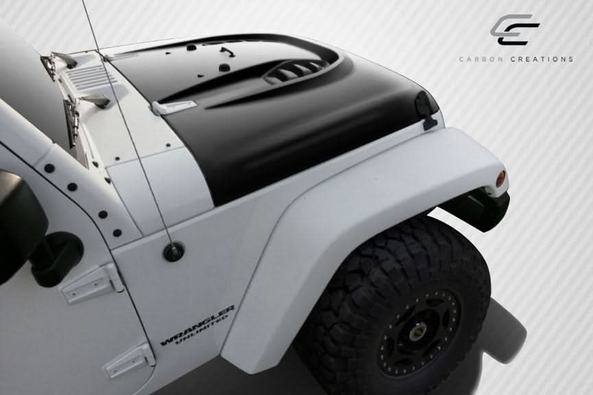2007-2018 Jeep Wrangler Power Dome Style Hood - Carbon Fiber