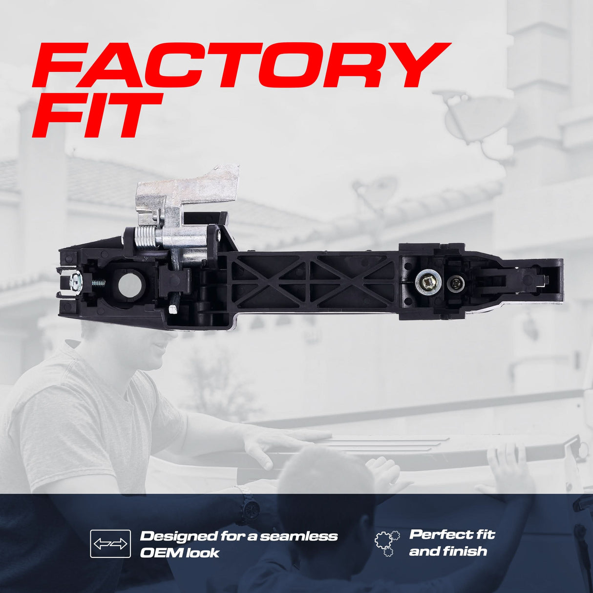 Exterior Door Handle Black Primed Replacement for Nissan Sentra B16 (2007-2012) (Smart Entry System w/o Sensor) OE Part # 80607-ZT52B, 80607-ET92A | Front Left Driver Side