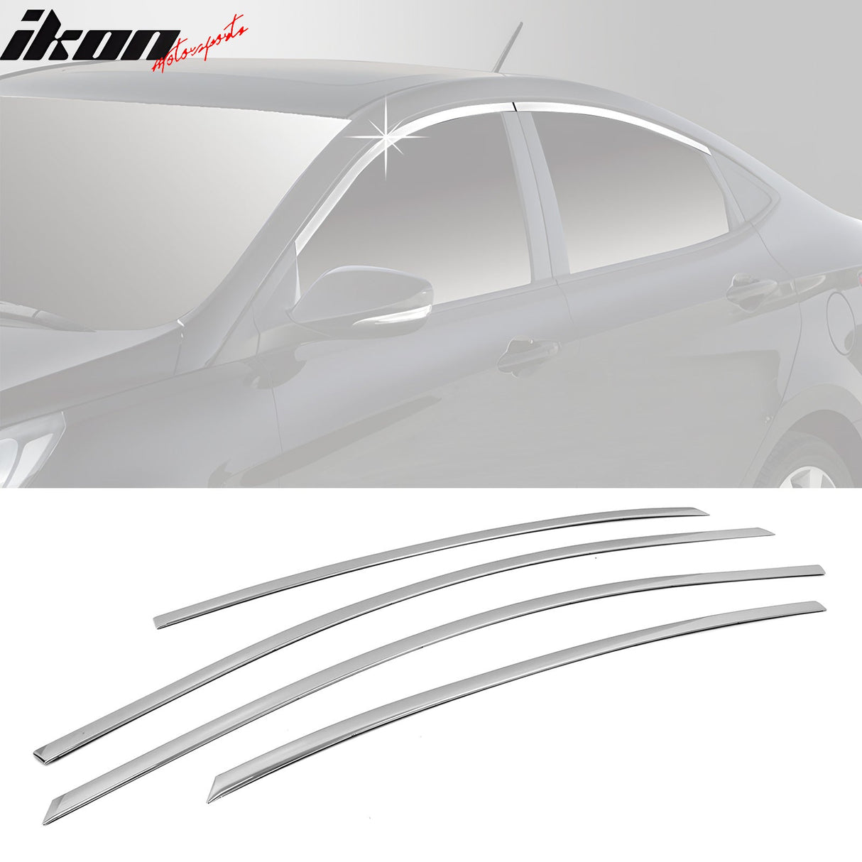 2011-2015 Hyundai Accent 4-Door Chrome 4PCS Window Top Molding ABS