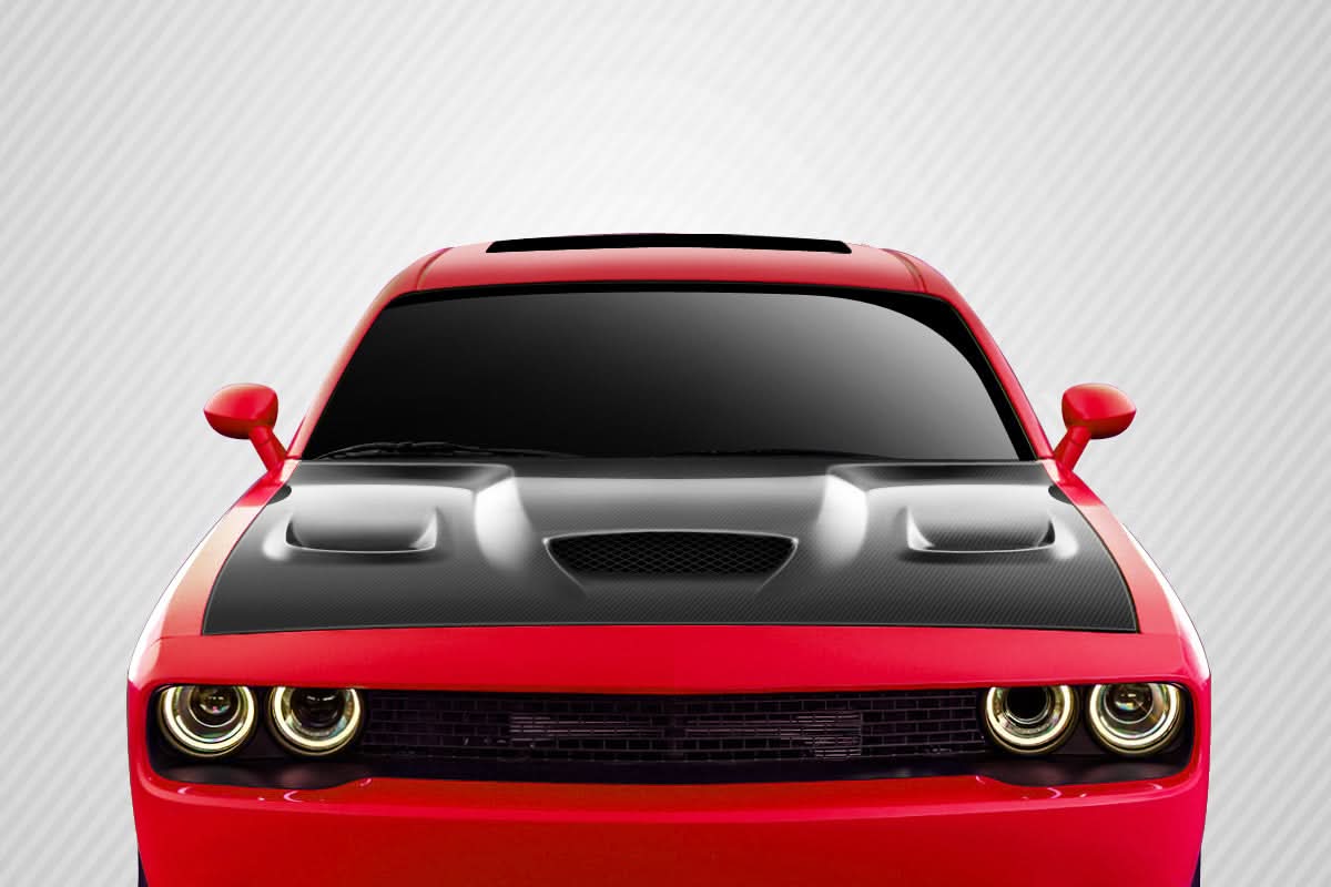 2008-2023 Dodge Challenger Dritech Hellcat Look Hood - Carbon Fiber