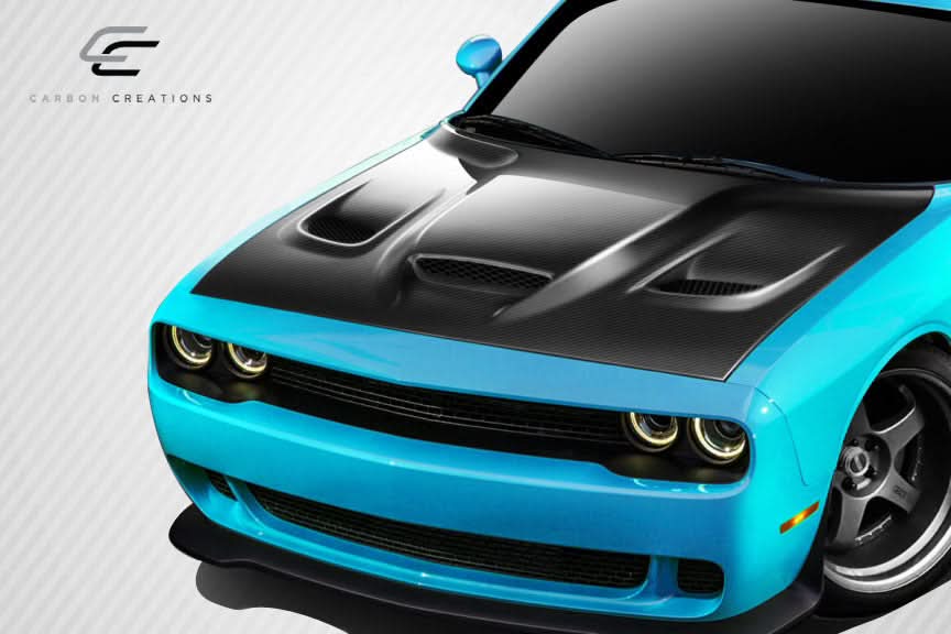 2008-2023 Dodge Challenger Dritech Hellcat Look Hood - Carbon Fiber