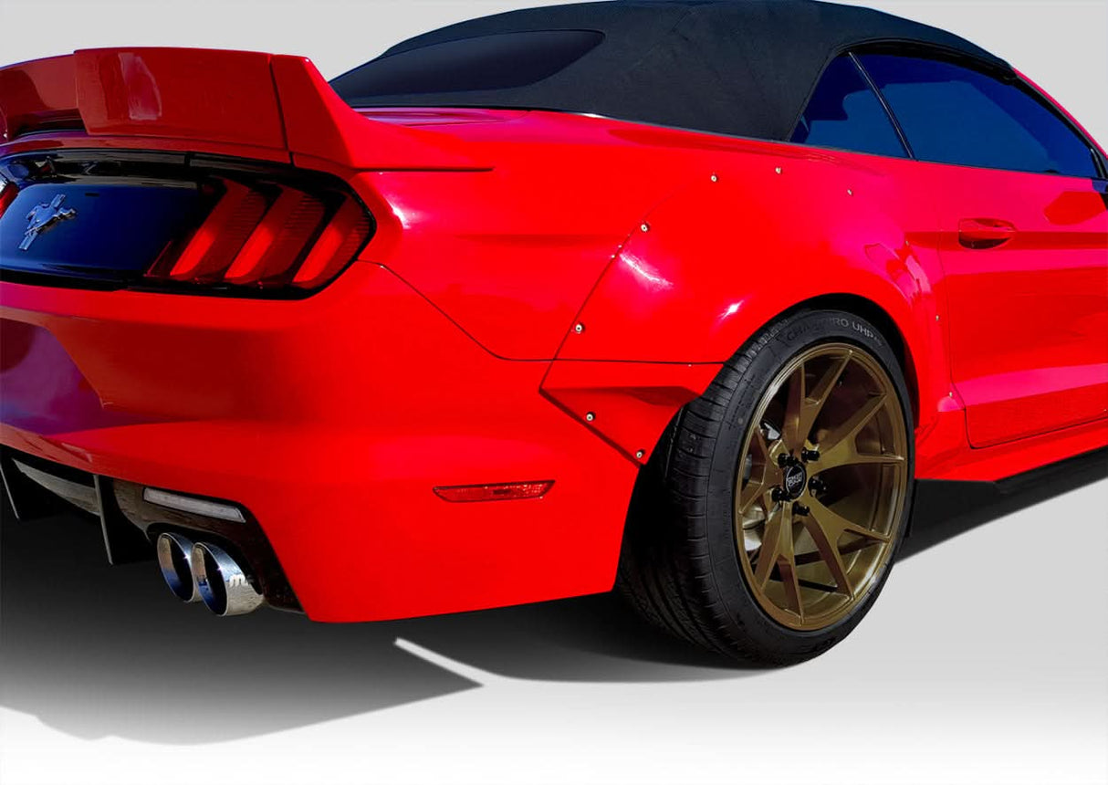 2015-2023 Ford Mustang Grid Style Wide Body Rear Fender Flares - 4 Piece - FRP