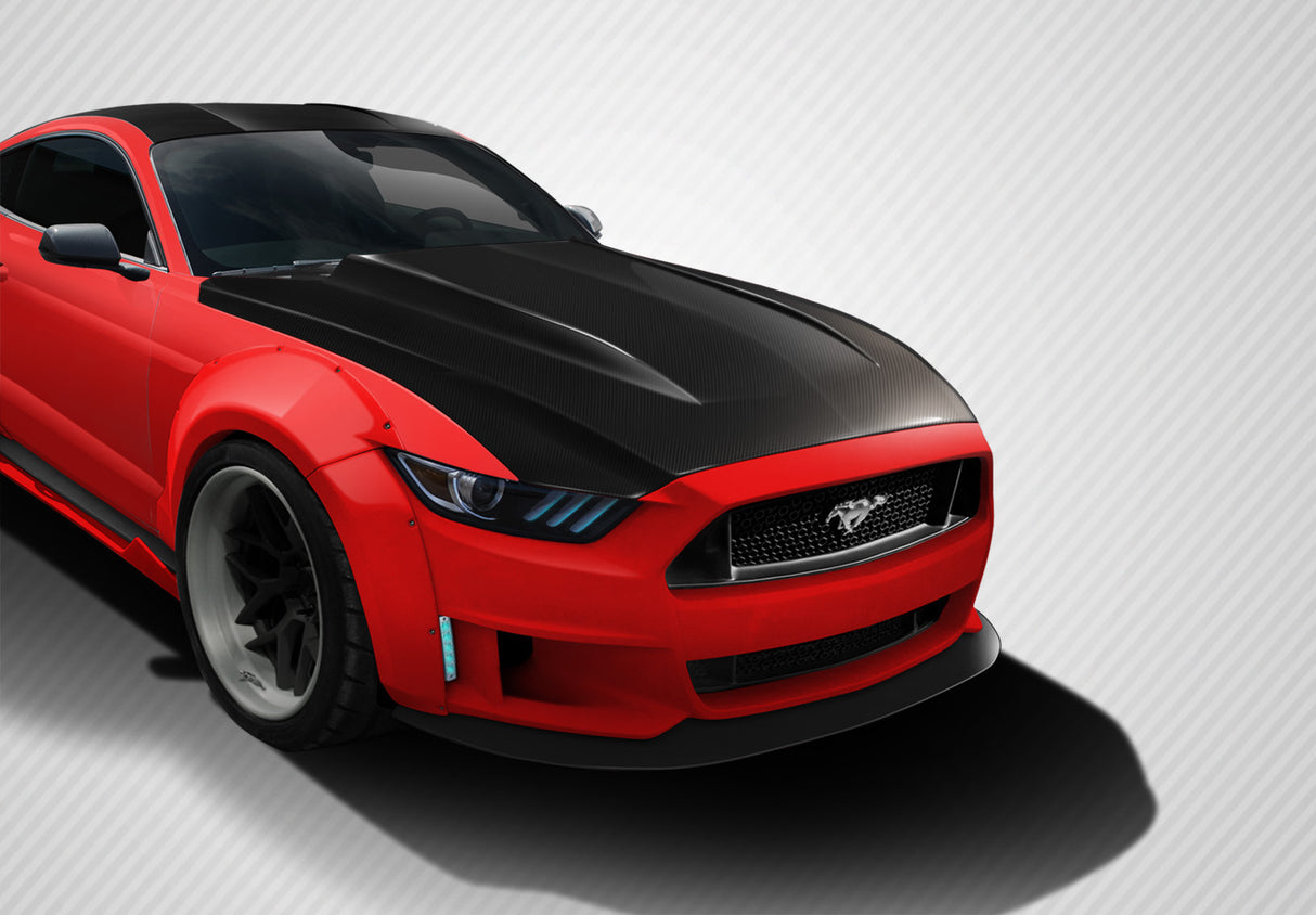 2015-2017 Ford Mustang Cowl Hood - Carbon Fiber