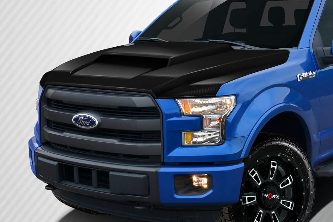 2015-2020 Ford F-150 Grid Style Hood - Carbon Fiber
