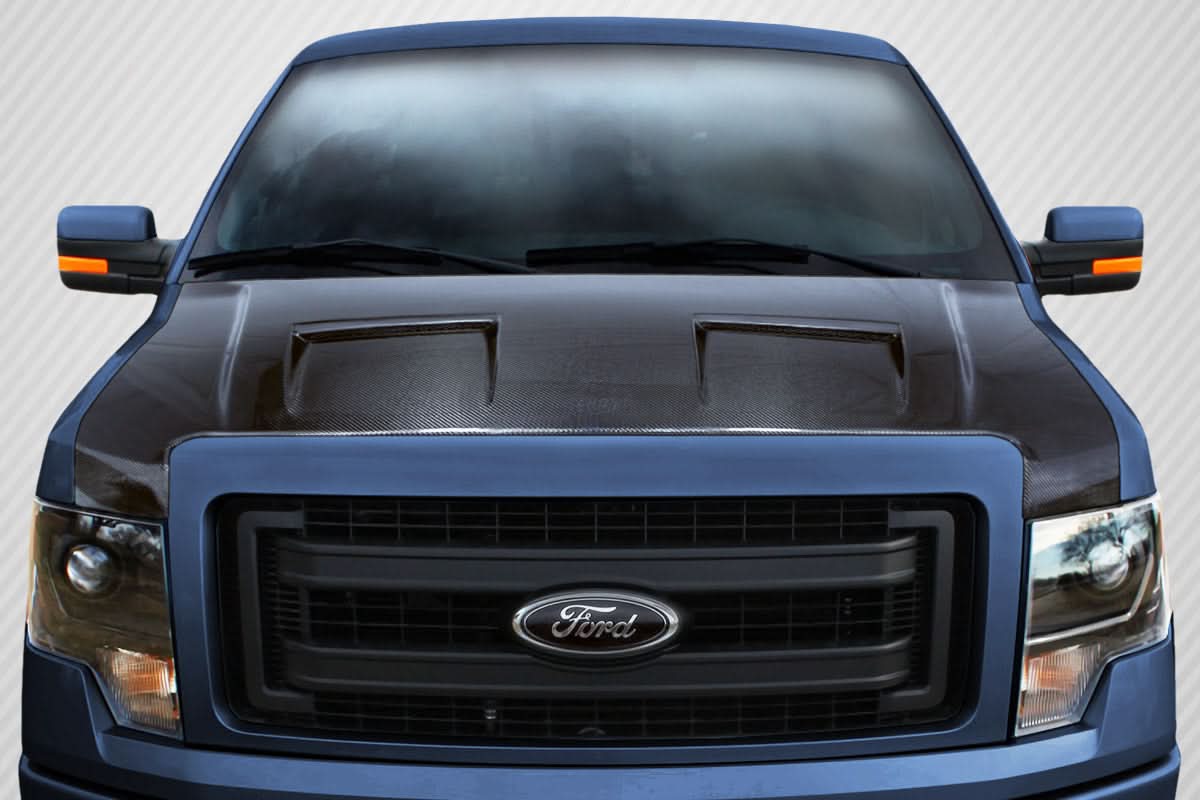 2009-2014 Ford F-150 DriTech Style Ram Air Hood - Carbon Fiber