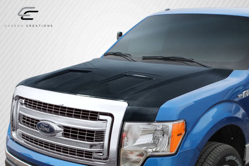 2009-2014 Ford F-150 DriTech Style Ram Air Hood - Carbon Fiber