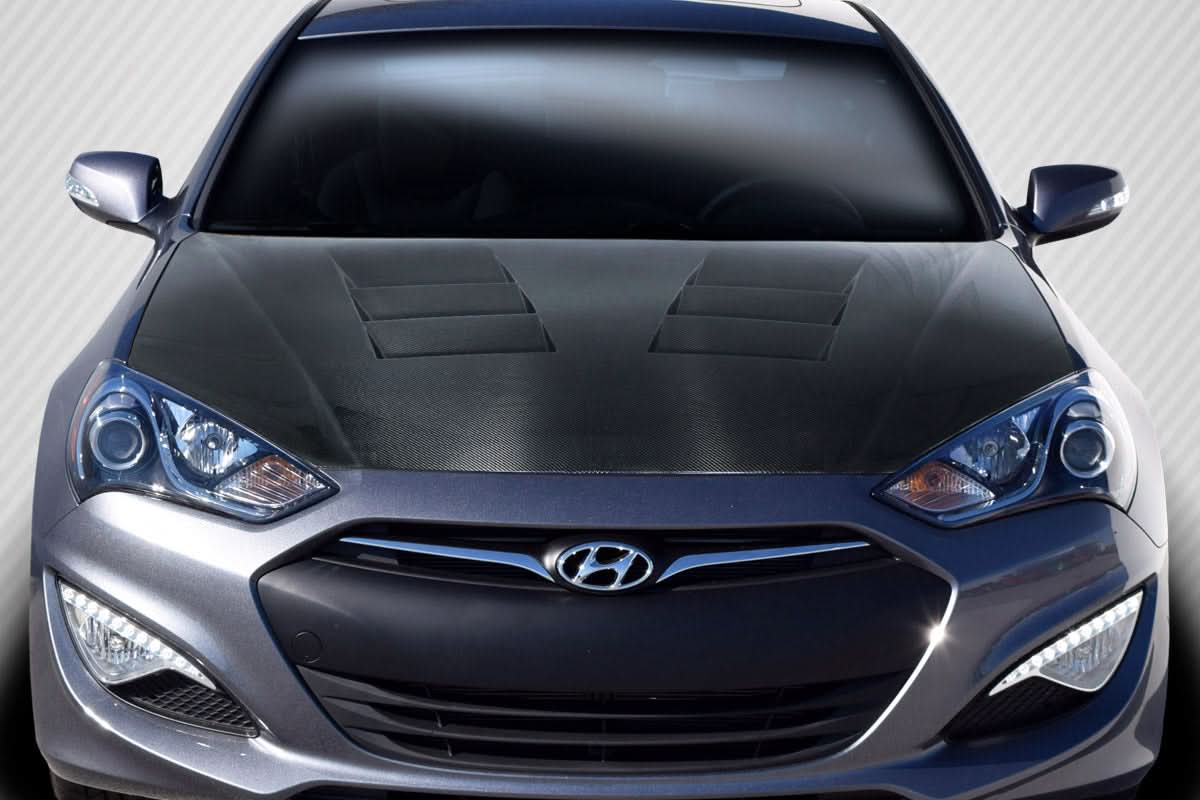 2013-2016 Hyundai Genesis Coupe TS-1 Style Hood - Carbon Fiber