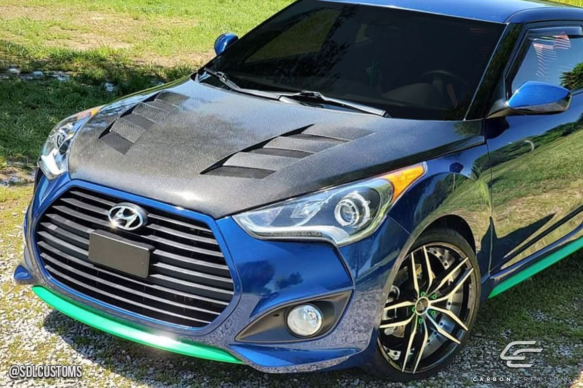 2012-2017 Hyundai Veloster AM-S Style Hood - Dry Carbon