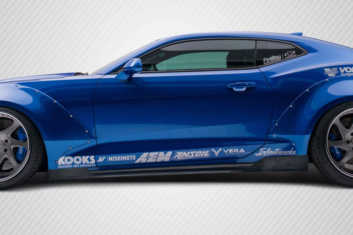 2016-2023 Chevrolet Camaro Grid Style Side Splitters - Carbon Fiber