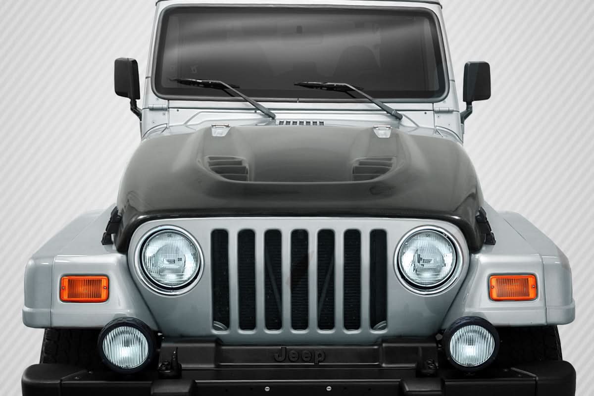 1997-2006 Jeep Wrangler DriTech Power Dome Style Hood - Carbon Fiber