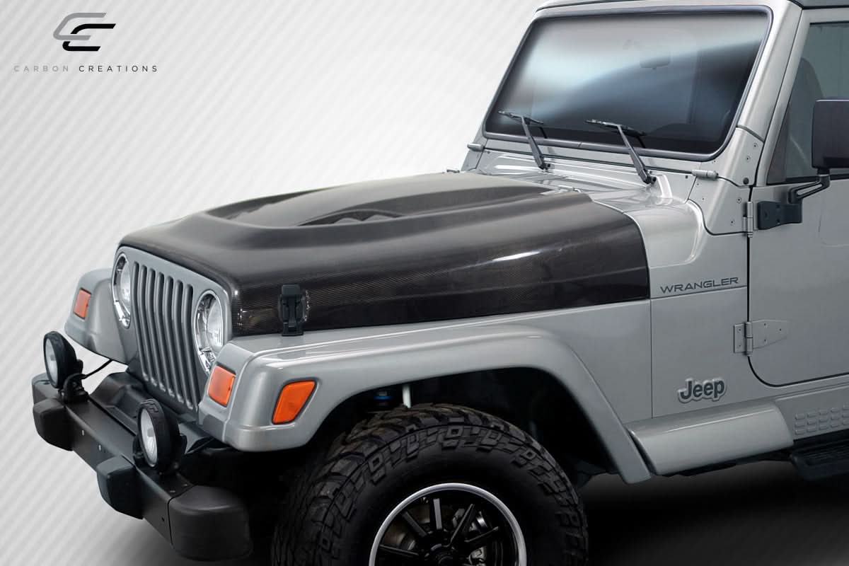 1997-2006 Jeep Wrangler DriTech Power Dome Style Hood - Carbon Fiber