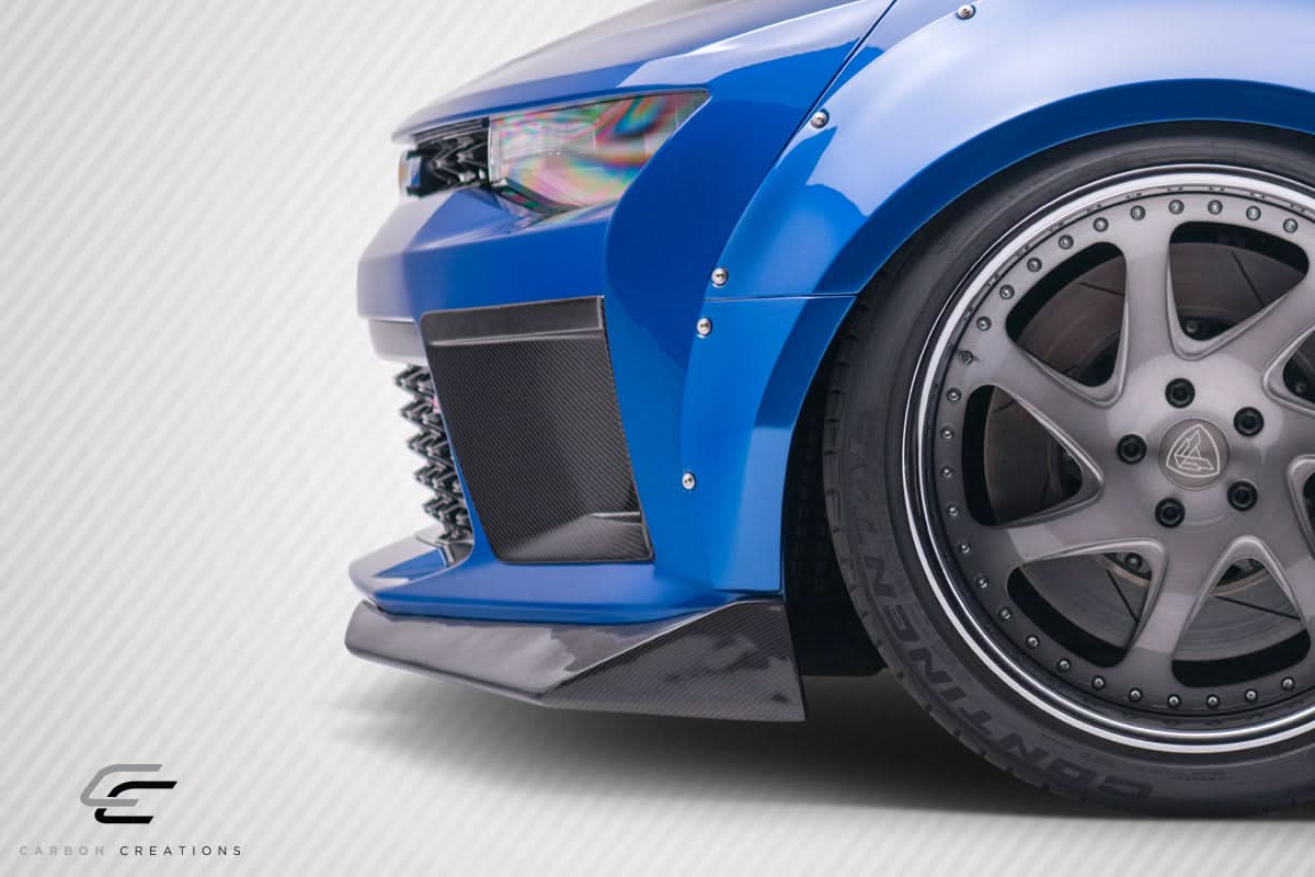 2016-2018 Chevrolet Camaro DriTech Grid Style Front Splitters - Carbon