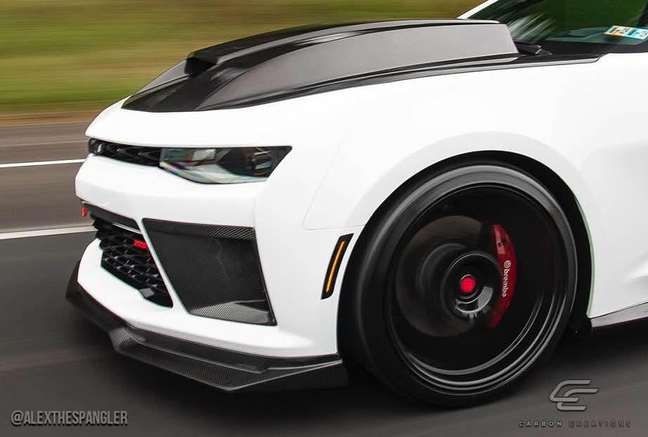2016-2018 Chevrolet Camaro DriTech Grid Style Front Bumper Air Duct Extensions - Dry Carbon