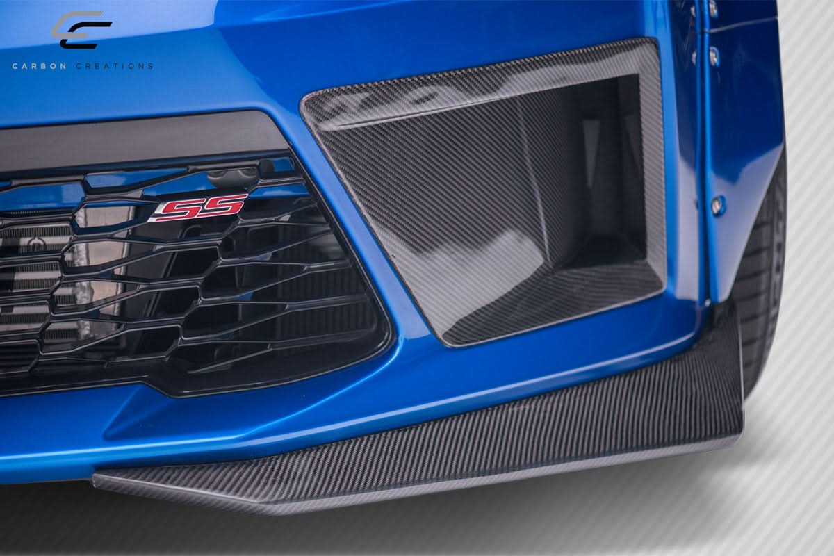 2016-2018 Chevrolet Camaro DriTech Grid Style Front Bumper Air Duct Extensions - Dry Carbon