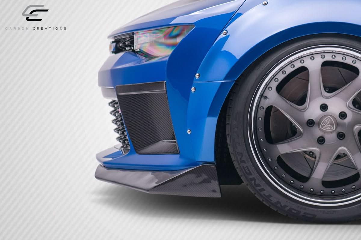 2016-2018 Chevrolet Camaro DriTech Grid Style Front Bumper Air Duct Extensions - Dry Carbon